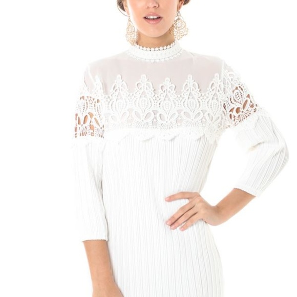 PLEATED DRESS- WHITE | WHITE DRESS | PLEATED DRESS - Picture 2 of 7